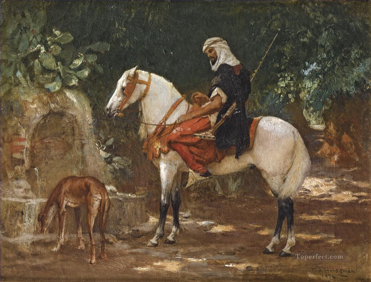 A MOUNTED CAVALRYMAN Frederick Arthur Bridgman Arab Oil Paintings
